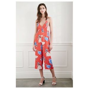 Floral wide leg camisole romper